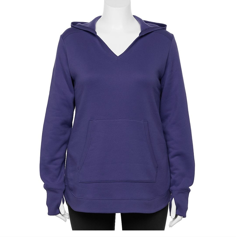 Plus Size Tek Gear Ultrasoft Fleece V-Neck Hoodie (2X)